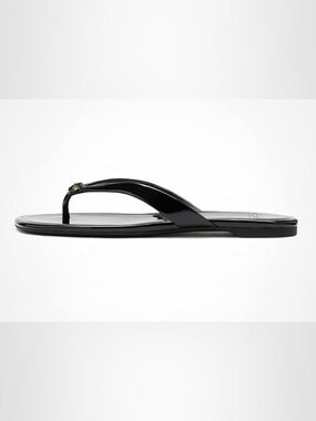 kate spade new york Women's Black Leather Spade Flower Flip Flop Sandals Sz 7.5